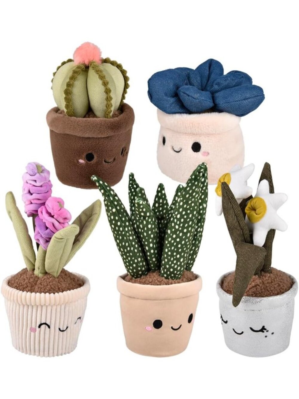 Plush Succulent Assortment - 6 Soft Cactus Stuffed Toys for Home Decor & Gifts